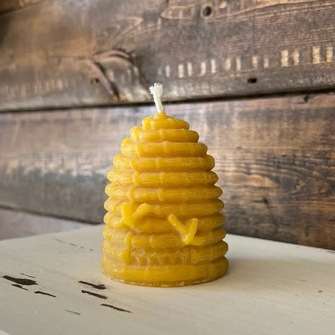100% Beeswax Candle - Basket Beehive Skep - The Honey Jar -