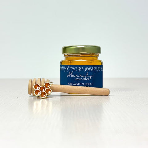 Snowflake Border Wedding Bridal Shower Favors - 2 oz Clover Honey - Set of 10
