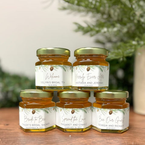 Winter Garland Wedding Bridal Shower Favors - 2 oz Clover Honey - Set of 10