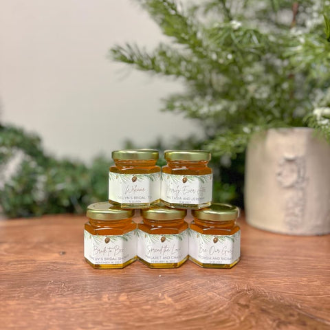 Winter Garland Wedding Bridal Shower Favors - 2 oz Clover Honey - Set of 10