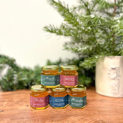Winter Glow Wedding Bridal Shower Favors - 2 oz Clover Honey - Set of 10