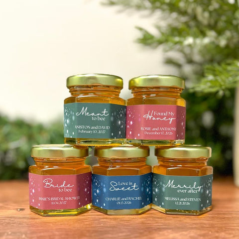Winter Glow Wedding Bridal Shower Favors - 2 oz Clover Honey - Set of 10