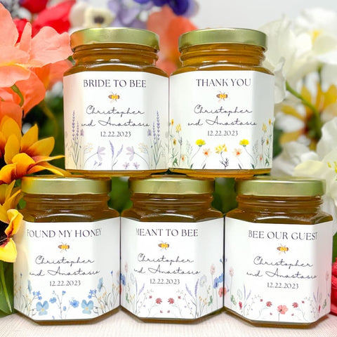 Meadow Wedding Bridal Shower Favors - 6 oz Clover Honey - Set of 12