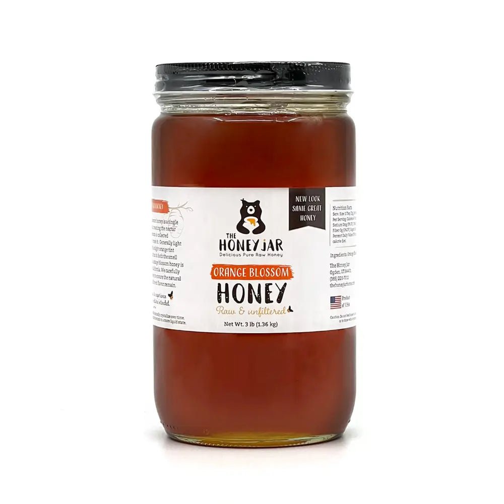 3 Jars Of Raw Orange Blossom Honey - 1 Lb Each, All Natural, Unpasteurized & Rich In Flavor