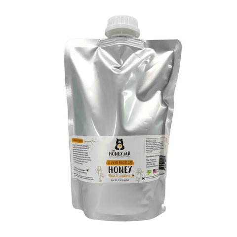 Clover Honey - Raw and Unfiltered - 1 Quart Squeezable Mylar Pouch (3lbs) - The Honey Jar -