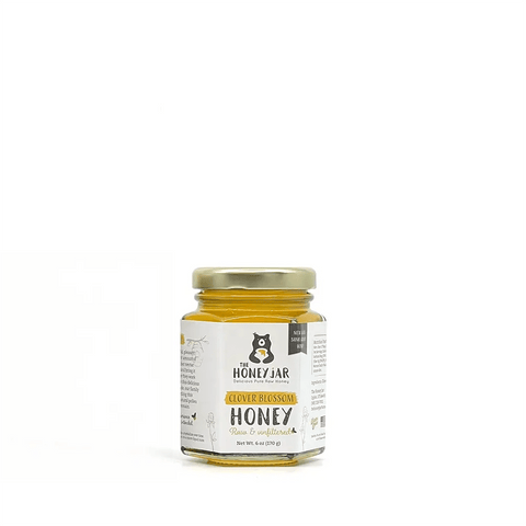 Clover Honey - Raw and Unfiltered - 6 oz Hex - The Honey Jar -