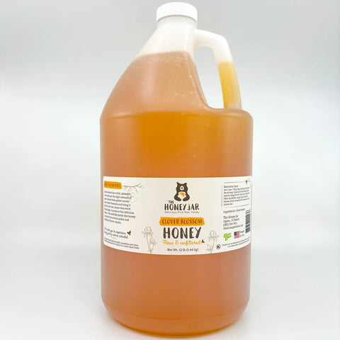 Clover Honey - Raw and Unfiltered - 1 Gallon Jug (12lbs) - The Honey Jar