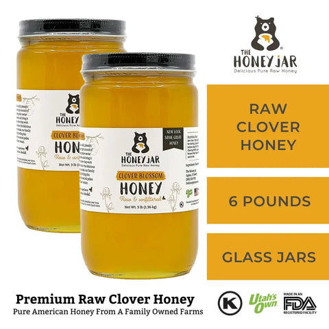 Clover Honey - Raw and Unfiltered Bulk - 1 Quart (3lbs) - The Honey Jar -