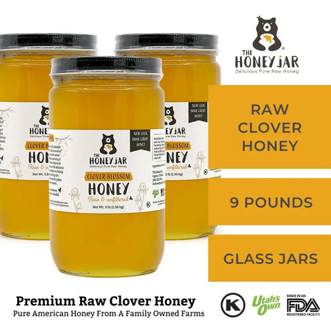 Clover Honey - Raw and Unfiltered Bulk - 1 Quart (3lbs) - The Honey Jar -