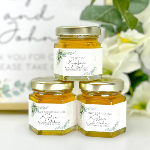 Eucalyptus Theme - Thank You Party Shower Favors - 2 oz Clover Honey - Set of 10 - The Honey Jar -