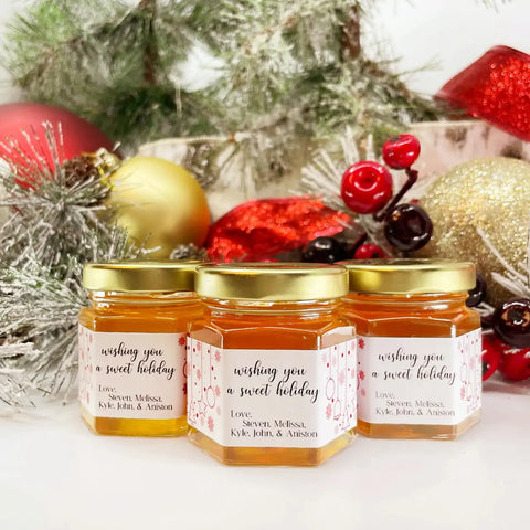 Fine Line Ornament - Holiday Christmas Party Favor Gifts - 2 oz Clover Honey - Set of 10 - The Honey Jar -