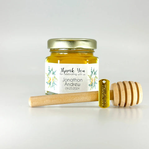 Floral Crosses - Baptism Christening Favors - 2 oz Clover Honey - Set of 10 - The Honey Jar -