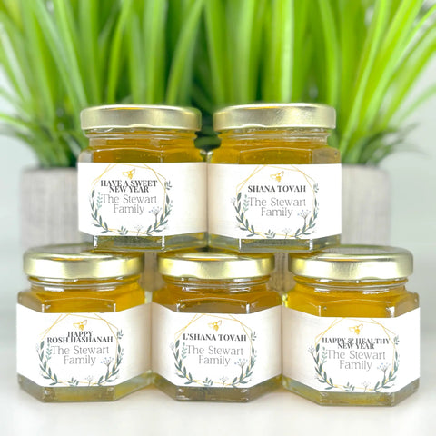 Geometric Frame - Rosh Hashanah New Year Favors - 2 oz Clover Honey - Set of 10 - The Honey Jar -