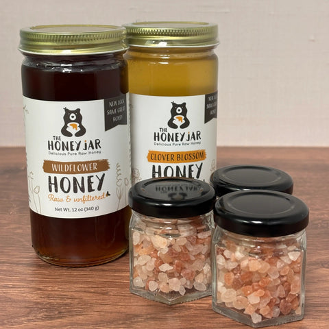 LIMITED TIME! 12 oz Sweet N Salty Honey and Salt Bundle - The Honey Jar -