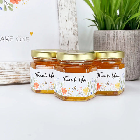 Non - personalized Wildflower Theme - Thank You Wedding Party Shower Favors - Set of 10 - The Honey Jar -