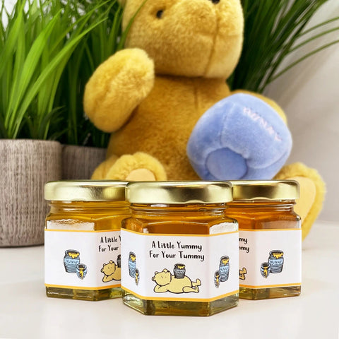 Non - Personalized Winnie the Pooh - Honey Baby Shower Favors - 2 oz Clover Honey - Set of 10 - The Honey Jar -