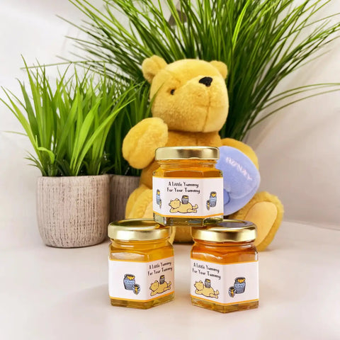 Non - Personalized Winnie the Pooh - Honey Baby Shower Favors - 2 oz Clover Honey - Set of 10 - The Honey Jar -