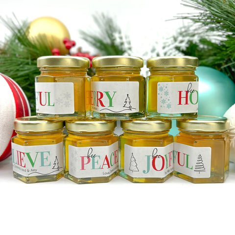 Seasons Greetings - Holiday Christmas Party Favor Gifts - 2 oz Clover Honey - Set of 10 - The Honey Jar -