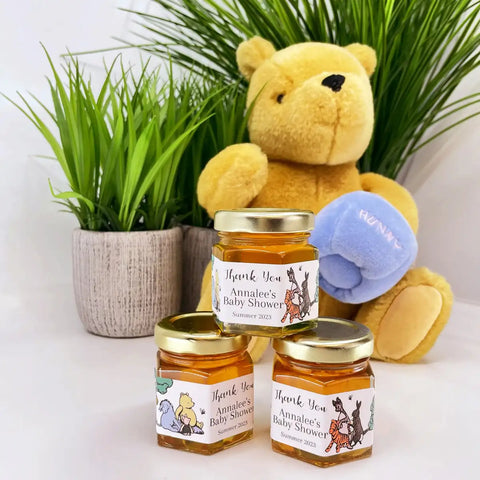 Winnie the Pooh & Friends - Baby Shower Favors - 2 oz Clover Honey - Set of 10 - The Honey Jar -