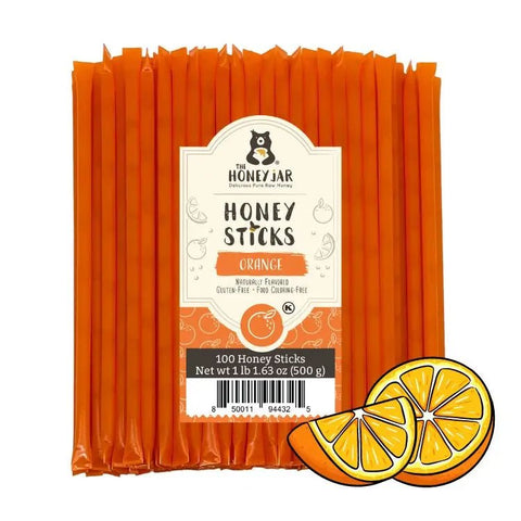 100 Pack - Orange Honey Sticks - The Honey Jar -