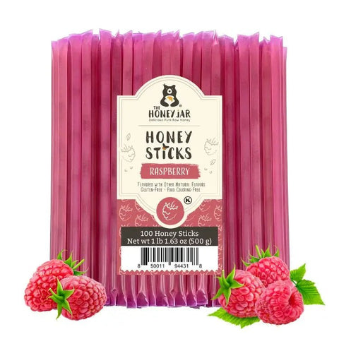 100 Pack - Raspberry Honey Sticks - The Honey Jar -
