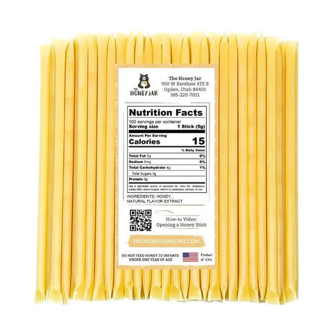 100 Pack - Vanilla Honey Sticks - The Honey Jar -