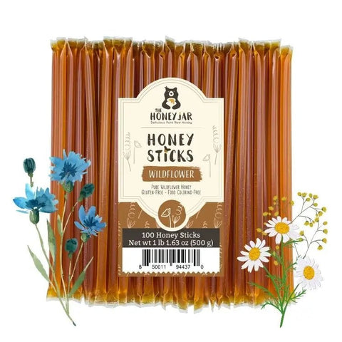100 Pack - Wildflower Honey Sticks - The Honey Jar -