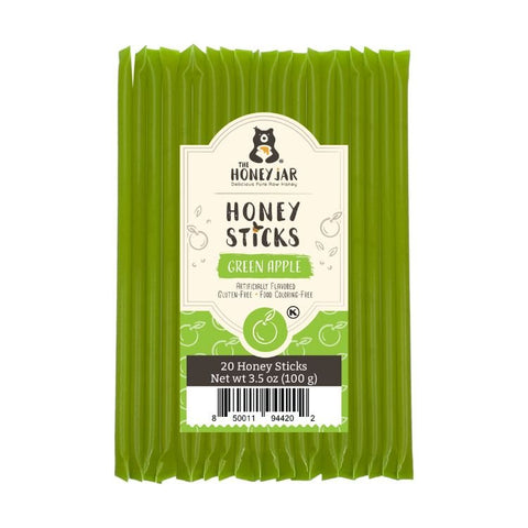 20 Pack - Green Apple Honey Sticks - The Honey Jar -