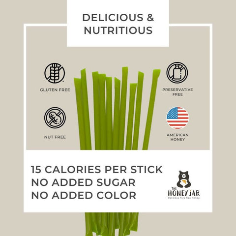 20 Pack - Green Apple Honey Sticks - The Honey Jar -
