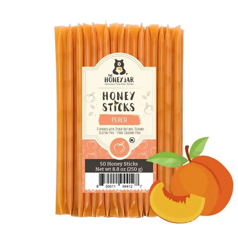 50 Pack - Peach Honey Sticks - The Honey Jar -