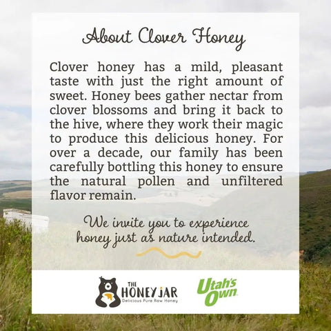 Clover Honey - Raw and Unfiltered - 1 Quart Squeezable Mylar Pouch (3lbs) - The Honey Jar -