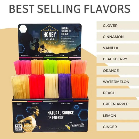 Sport Honey Stick Display with 500 Honey Sticks - The Honey Jar -
