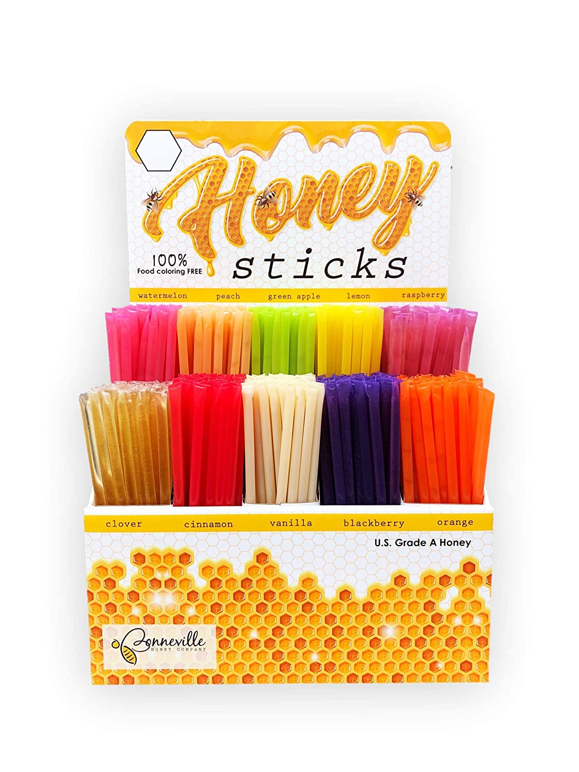 Traditional Honey Stick Display with 500 Honey Sticks