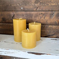 100% Beeswax Candle - 3" Wide Pillar Trios - The Honey Jar - 