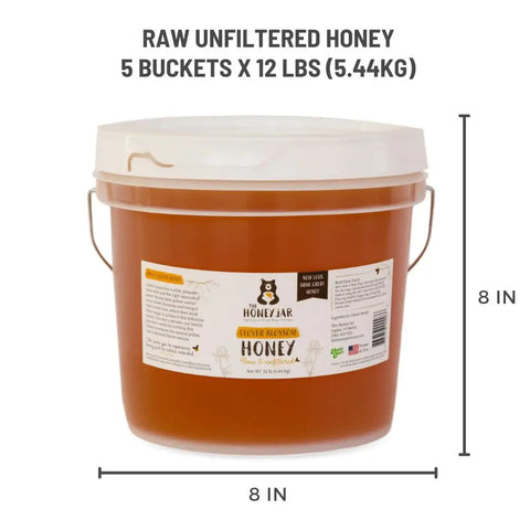 Clover Honey - Raw and Unfiltered Bulk - 5 gallon (60lbs)