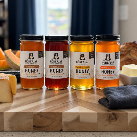 12 oz Honey Sample 4-Pack: Clover, Wildflower, Light Wildflower, and Orange Blossom - Raw and Unfiltered
