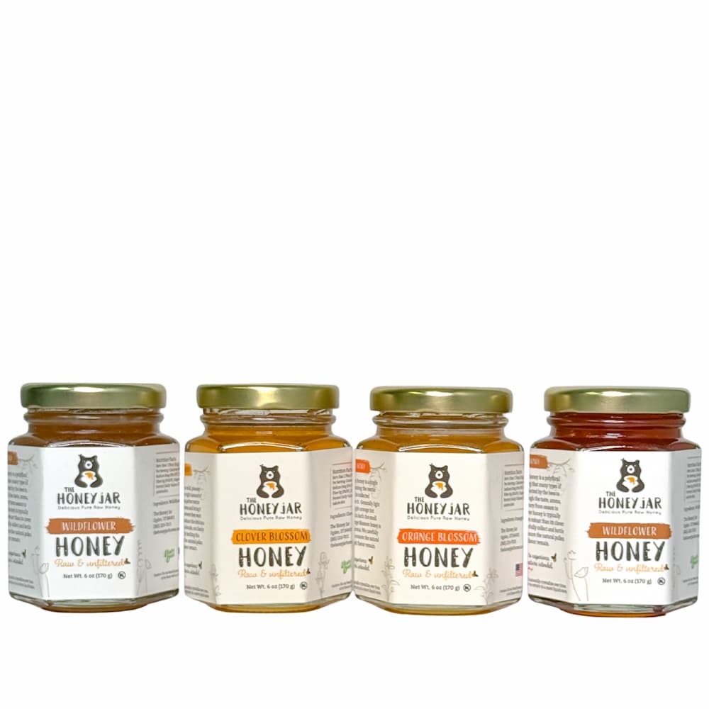 6 oz Honey Sample Pack- Clover, Wildflower, and Orange Blossom