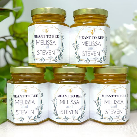 Geometric Wedding Bridal Shower Favors - 6 oz Clover Honey - Set of 12