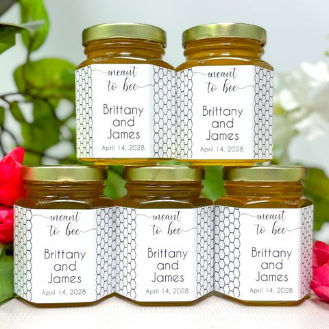 Honeycomb Wedding Bridal Shower Favors - 6 oz Clover Honey - Set of 12
