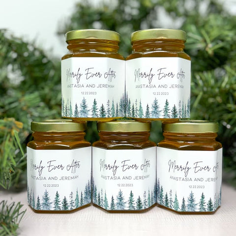 Pines Wedding Bridal Shower Favors - 6 oz Clover Honey - Set of 12