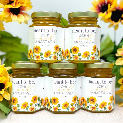 Sunflower Field Wedding Bridal Shower Favors - 6 oz Clover Honey - Set of 12
