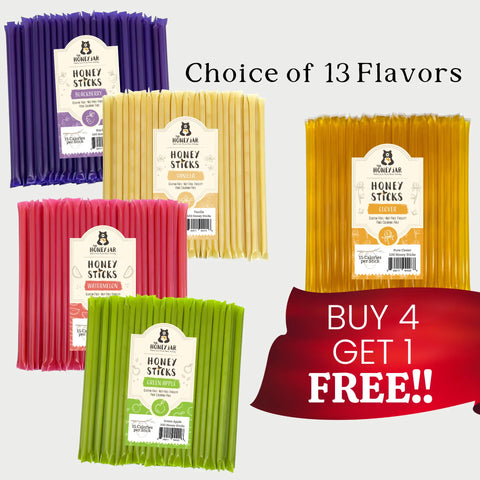 100- Count Honey Sticks BUY 4 GET 1 BUNDLE