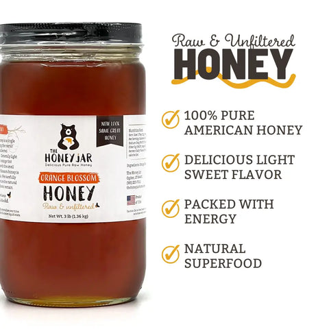 Orange Blossom Honey - Raw and Unfiltered Bulk - 1 Quart (3lbs)