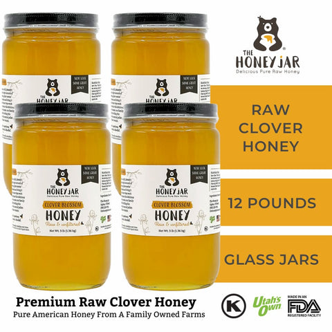 1 Gallon (4 quarts) Clover Blossom Honey - Glass Jars