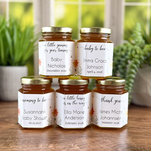 Wildflower Baby Shower Favors - 6 oz Clover Honey - Set of 12