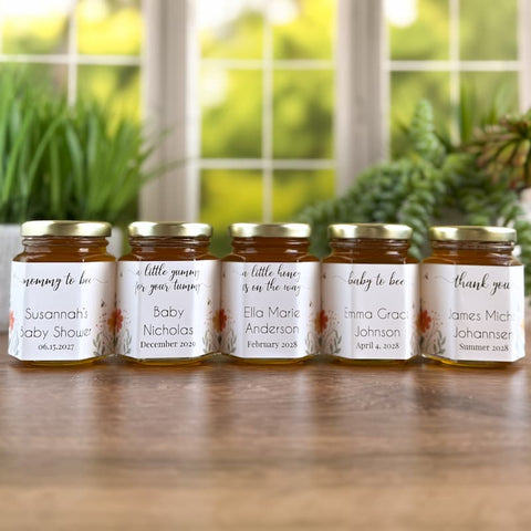 Wildflower Baby Shower Favors - 6 oz Clover Honey - Set of 12
