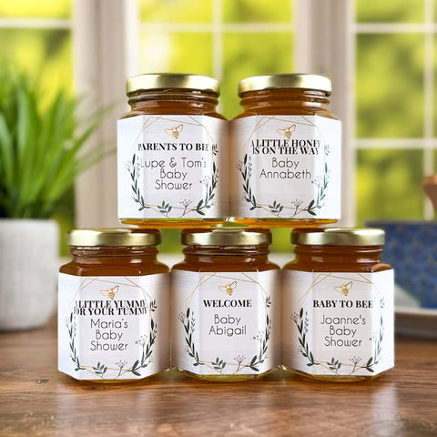 Geometric Baby Shower Favors - 6 oz Clover Honey - Set of 12
