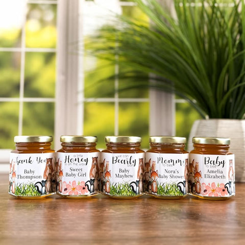 Woodland Animal Baby Shower Favors - 6 oz Clover Honey - Set of 12