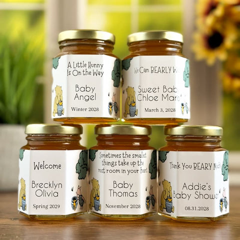 Winnie the Pooh Beehive - Baby Shower Favors - 6 oz Clover Honey - Set of 12