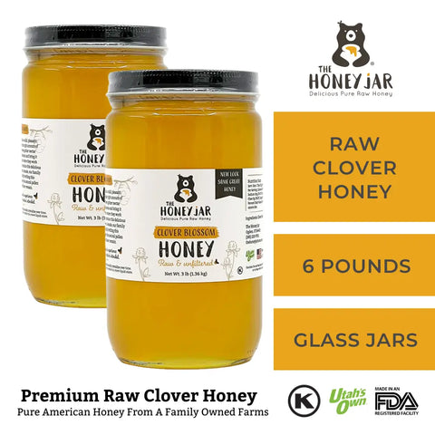 Clover Honey - Raw and Unfiltered Bulk - 1 Quart (3lbs)